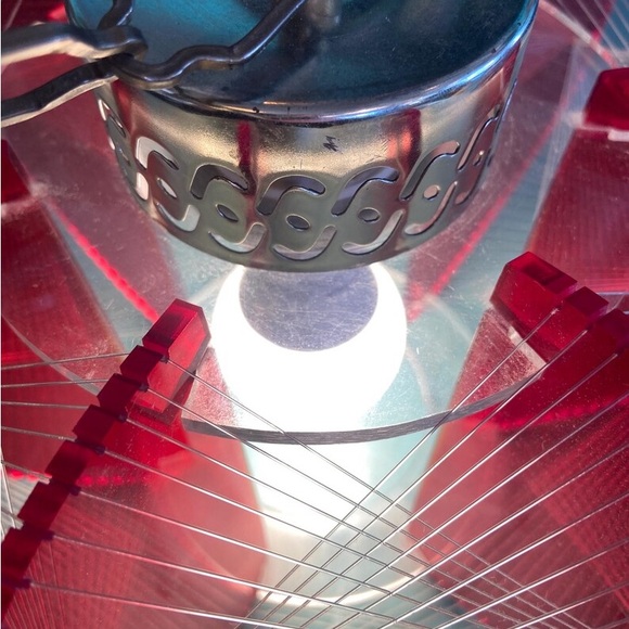 Vintage light fixture hanging red acrylic string atomic Paul Secon style - Picture 8 of 8